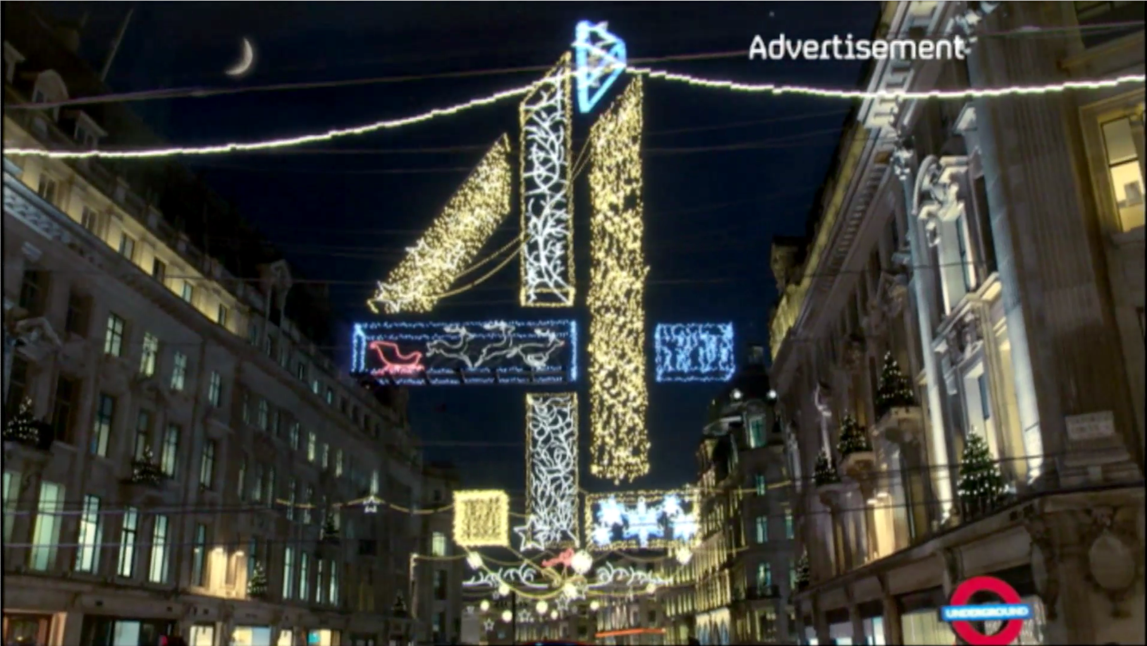 The special Channel 4 ident shot on Oxford St especially for introducing the John Lewis advert