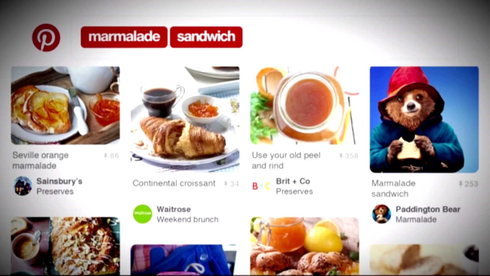Screenshots showing the Pinterest contextual advert.